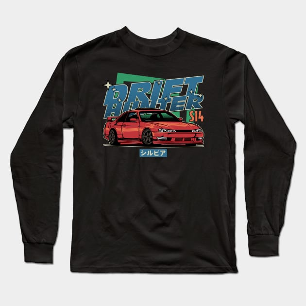 Nissan Silvia S14 200sx Long Sleeve T-Shirt by idrdesign